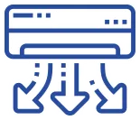 Medium blue air conditioning icon.