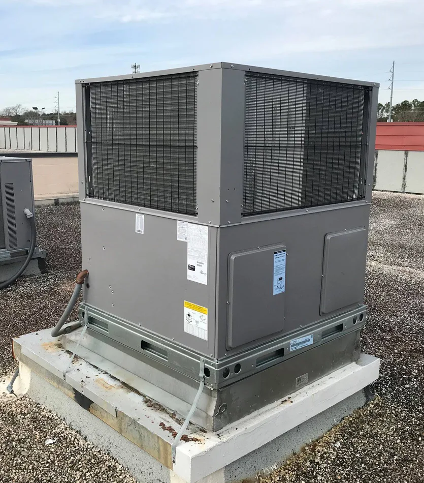 Large heating unit on rooftop.